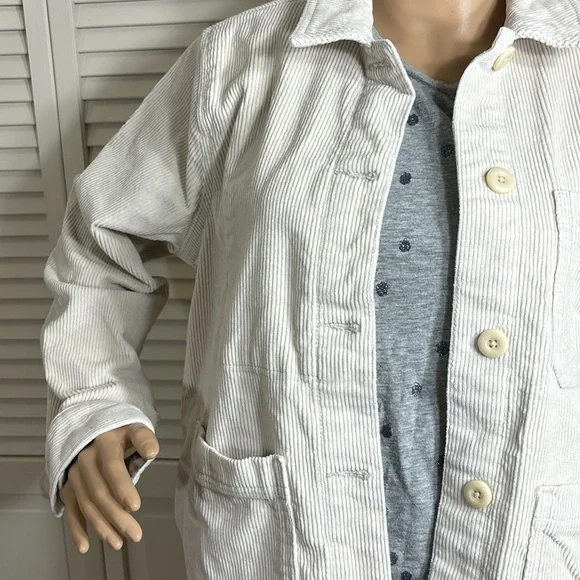 EVERLANE Women's Corduroy Chore Jacket Shacket in Bone Large - Picture 7 of 15